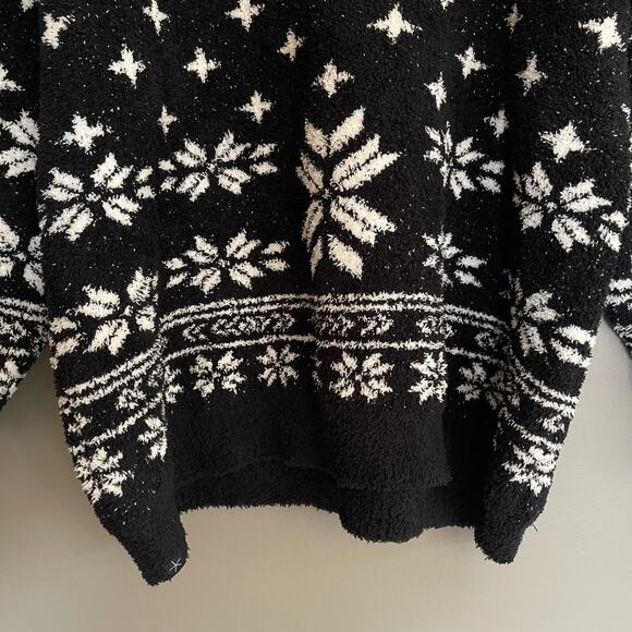 Barefoot Dreams CozyChic Seaside Crewneck Pullover Sweater Black Fair Isle Sz 3X - Picture 6 of 16